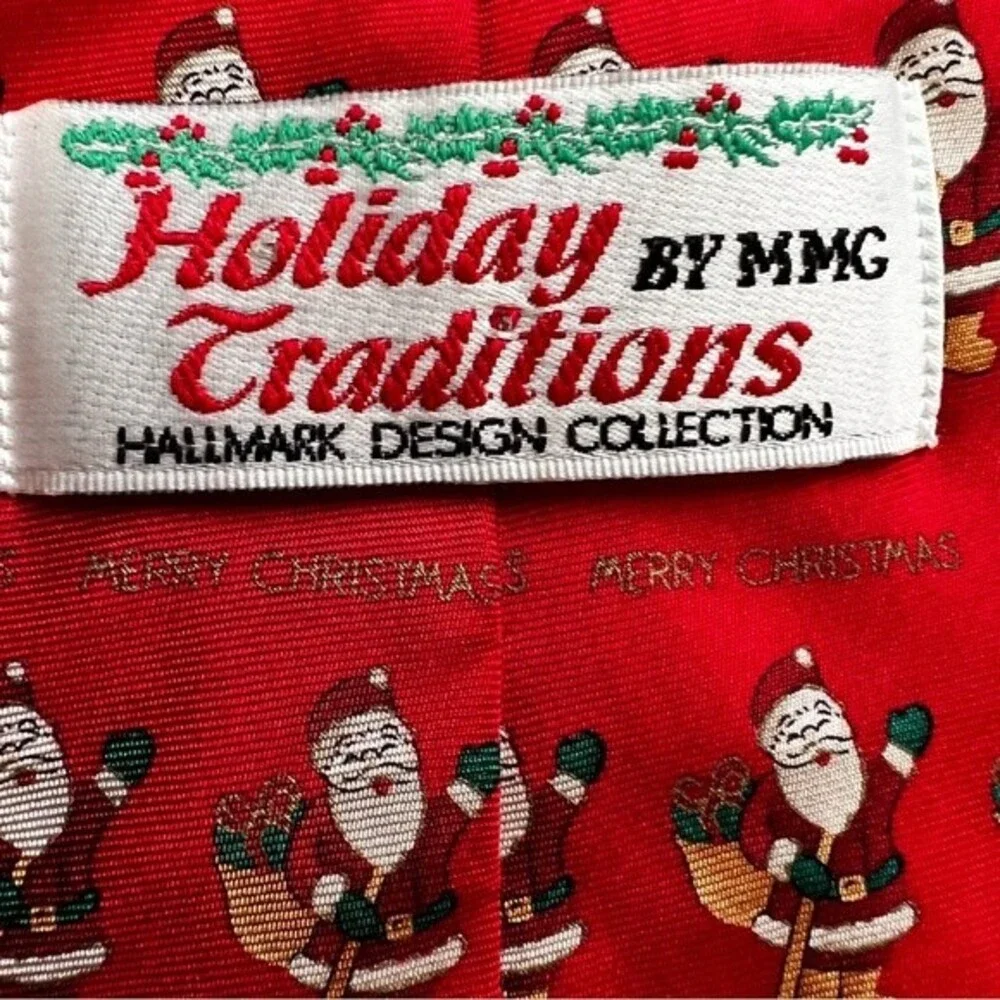 Vintage Silk Santa Tie Hallmark Traditions by MMG Holiday Christmas